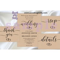 Rustic Wedding Invitation set,Kraft Wedding invitation set,(no.022w)
